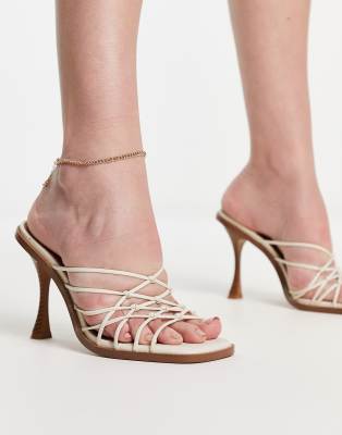 ASOS DESIGN Nalo knotted heeled mules in off white  - ASOS Price Checker