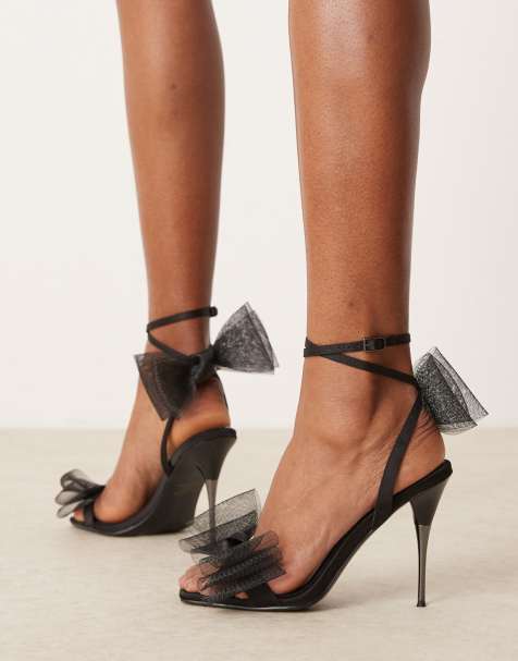 ASOS DESIGN - Namos - Sandales à talon haut avec deux nœuds en tulle - Noir - view 1