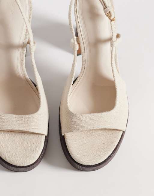 ASOS DESIGN - Nandi - Sandales à talon haut en lin naturel avec semelle plateforme et bride arrière, 2 de 4