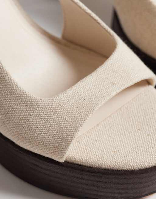 ASOS DESIGN - Nandi - Sandales à talon haut en lin naturel avec semelle plateforme et bride arrière, 4 de 4