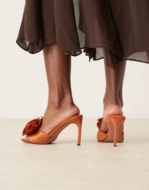 ASOS DESIGN - Naomi - Mules à talon haut et détail fleur - Rouille, 4 de 4