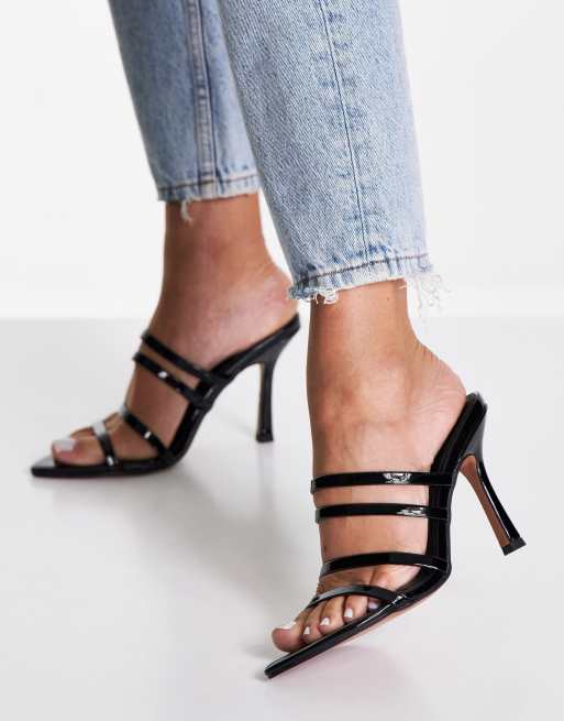 ASOS DESIGN – Napa –Czarne lakierowane szpiczaste mule na obcasie 