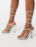 [ASOS DESIGN] ASOS DESIGN Napoleon twisted t-bar heeled sandals in white 6 White