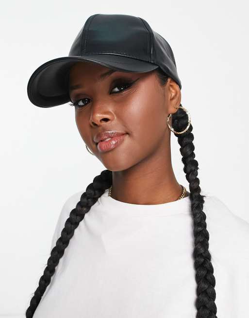 ASOS Baseball Cap In Black Faux Leather