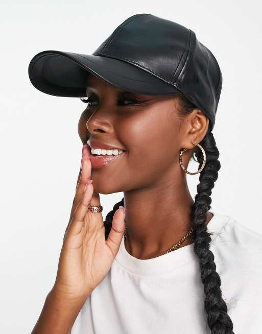 ASOS Baseball Cap In Black Faux Leather