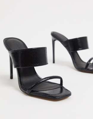 heeled mules black