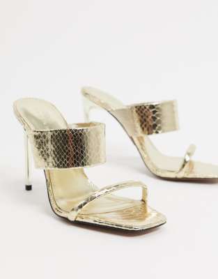 mules dorées talons