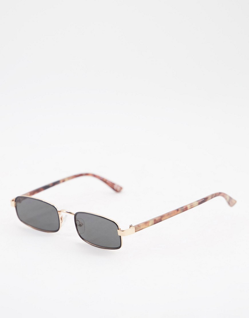 ASOS DESIGN narrow metal square sunglasses in black