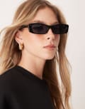 [ASOS DESIGN] ASOS DESIGN narrow square sunglasses in shiny black No Size BLACK