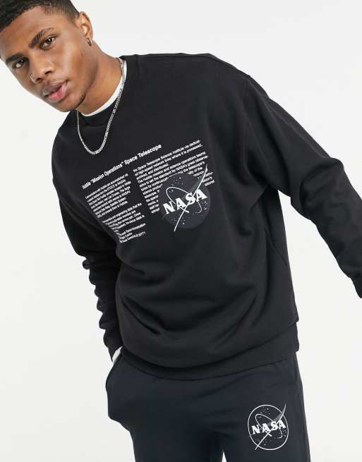 ASOS DESIGN - Nasa oversized sweatshirt med rund hals i sort - Del af sæt