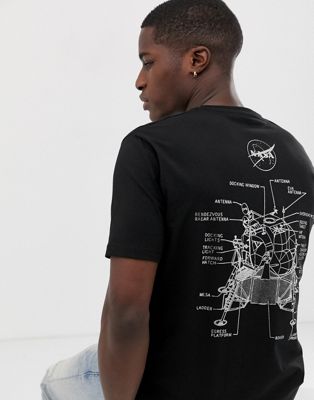 ASOS DESIGN – NASA – T-shirt i avslappnad passform med mönster baktill-Svart
