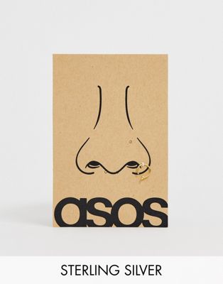 ASOS DESIGN – Nasenpiercing aus Sterlingsilber mit 14-karätiger Vergoldung