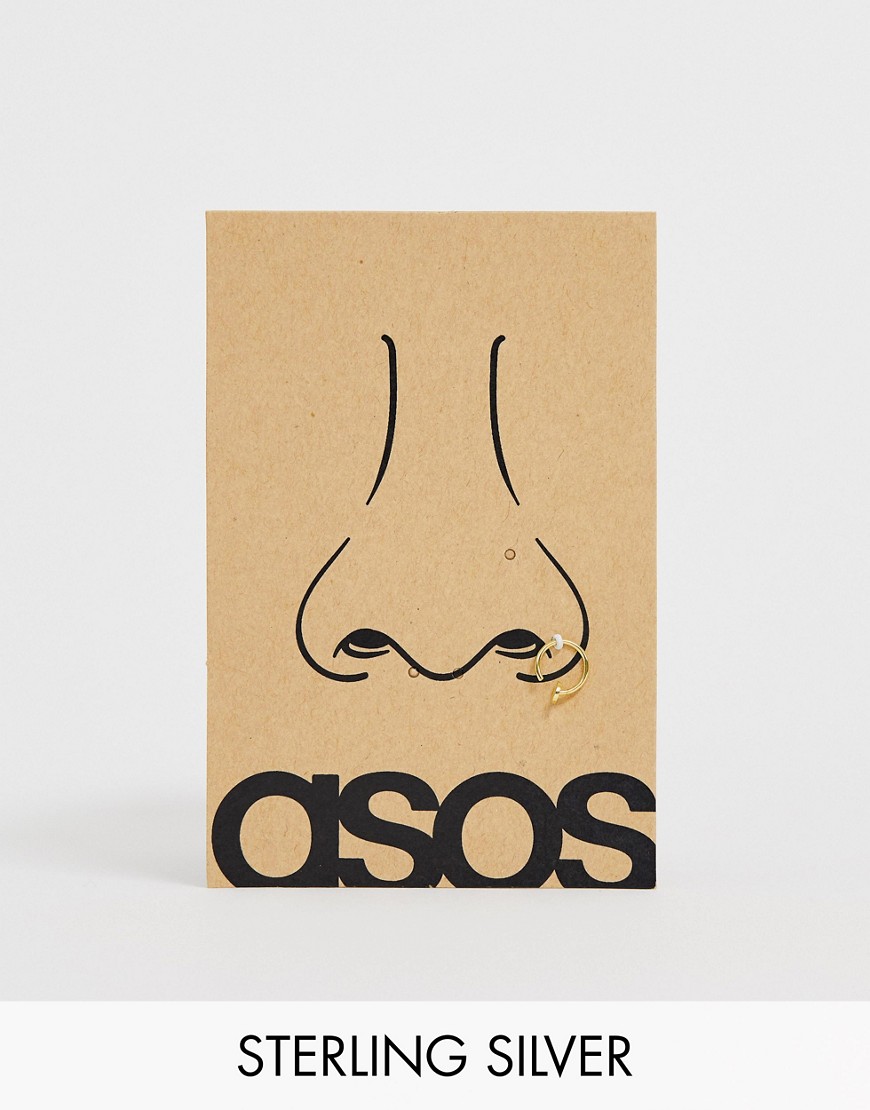 Asos Design – Nasenpiercing Aus Sterlingsilber Mit 14-karätiger Verung, 8 Mm Gold No Size