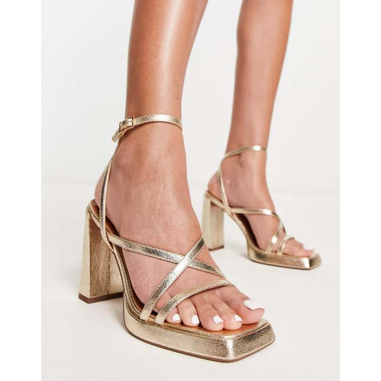 Asos gold outlet block heels