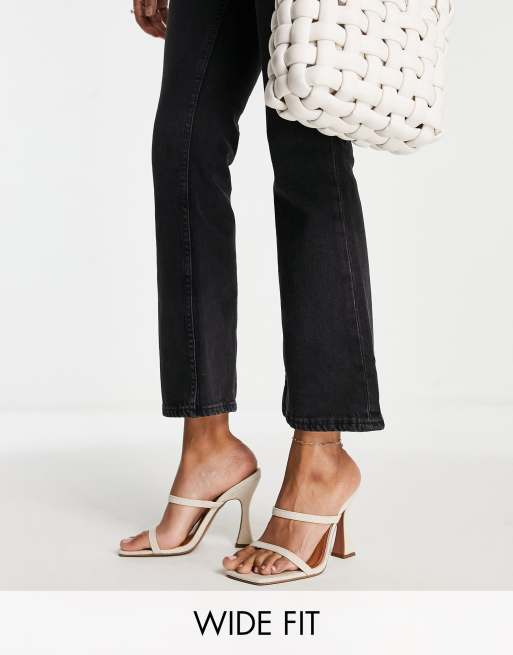 ASOS DESIGN - Nasia - Sabot a pianta larga colore neutro con tacco