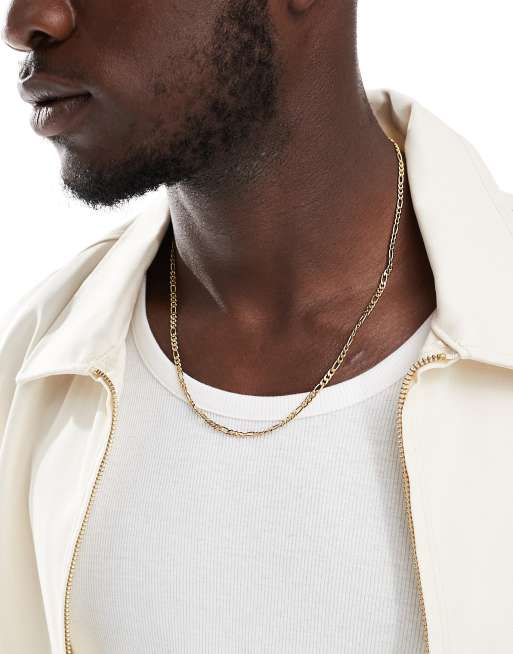 ASOS DESIGN – Naszyjnik łańcuszkowy o splocie figaro ze stali nierdzewnej w odcieniu złota 