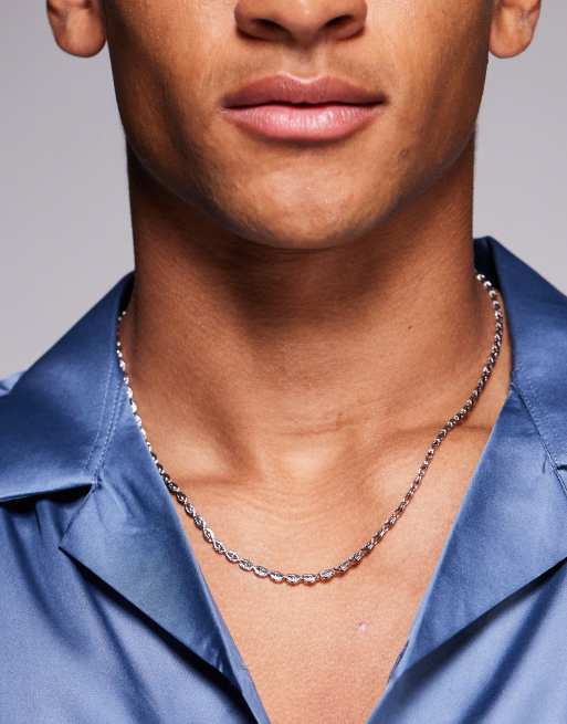 ASOS DESIGN – Naszyjnik łańcuszkowy w odcieniu srebra z ogniwami z motywem oka  