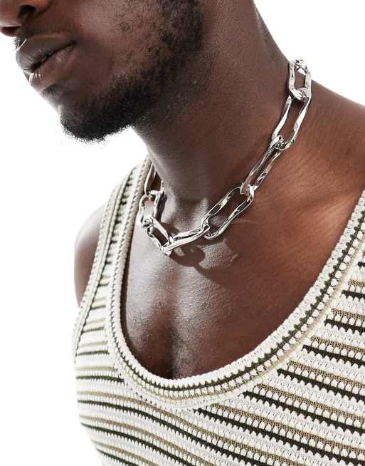 ASOS DESIGN – Naszyjnik łańcuszkowy z dużymi ogniwami w odcieniu srebra 