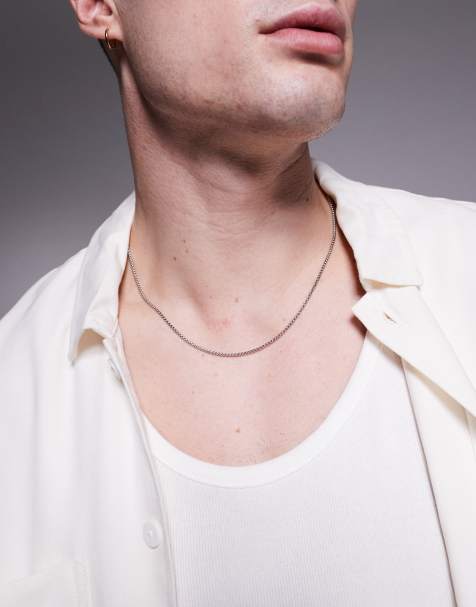 ASOS DESIGN – Naszyjnik łańcuszkowy z kwadratowymi ogniwami ze stali nierdzewnej w odcieniu srebra - view 1