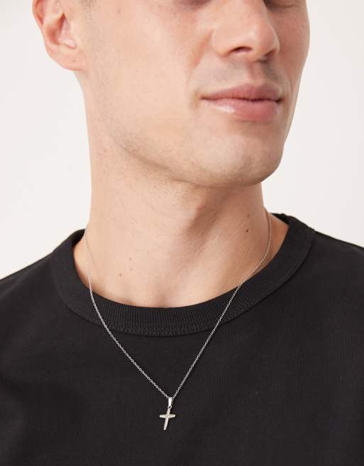 ASOS DESIGN – Naszyjnik łańcuszkowy ze stali nierdzewnej w odcieniu srebra z zawieszką w kształcie krzyża  