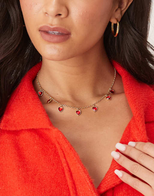 ASOS DESIGN – Naszyjnik w kolorze złota z małymi zawieszkami w kształcie serca