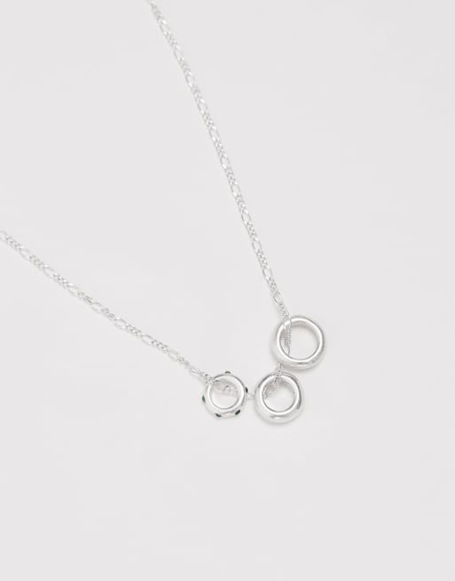 ASOS DESIGN – Naszyjnik w odcieniu postarzanego srebra z zawieszkami w kształcie stopionych pierścieni  