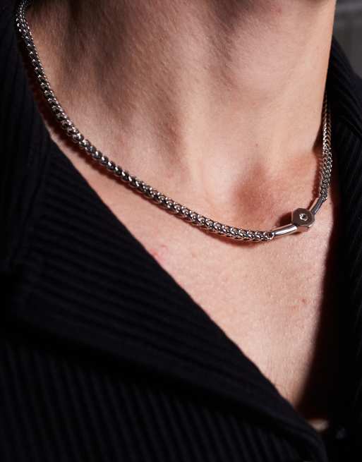 ASOS DESIGN – Naszyjnik z łańcuszka linki ze stali nierdzewnej w odcieniu srebra