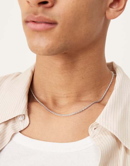 ASOS DESIGN – Naszyjnik z fakturowanego łańcuszka ze stali nierdzewnej w odcieniu srebra
