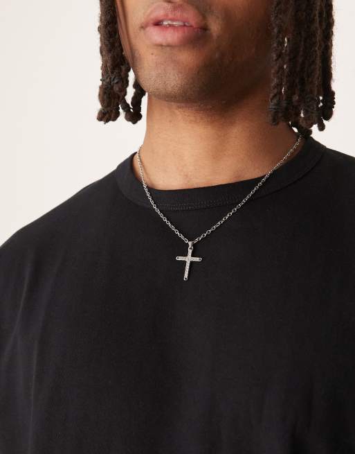 ASOS DESIGN – Naszyjnik z wodoodpornej stali nierdzewnej w odcieniu srebra z zawieszką z krzyżem