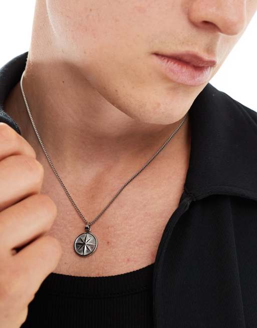 ASOS DESIGN – Naszyjnik z wodoodpornej stali nierdzewnej z zawieszką-pierścionkiem w kolorze srebra