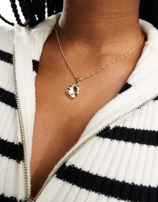 ASOS DESIGN – Naszyjnik ze skręconego łańcuszka z zawieszką o stopionej formie w kolorze złota