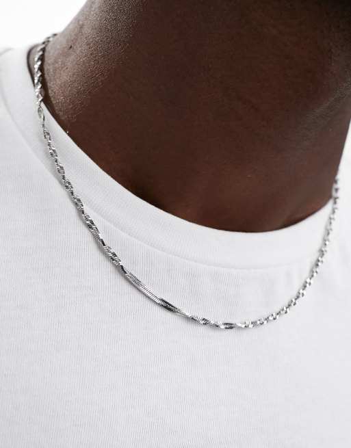 ASOS DESIGN – Naszyjnik ze skręconego fakturowanego łańcuszka ze stali nierdzewnej w odcieniu srebra 