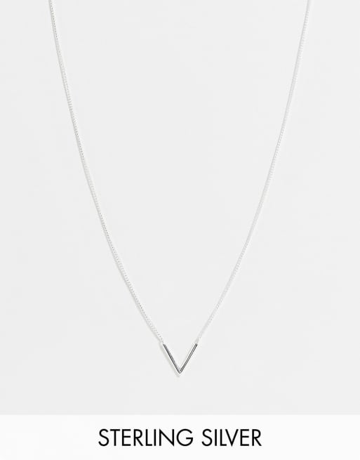 ASOS DESIGN – Naszyjnik ze srebra wysokiej próby z zawieszką w kształcie litery V