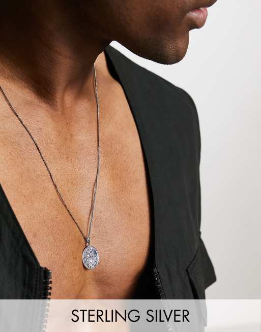 ASOS DESIGN – Naszyjnik ze srebra wysokiej próby z zawieszką ze Św. Krzysztofem