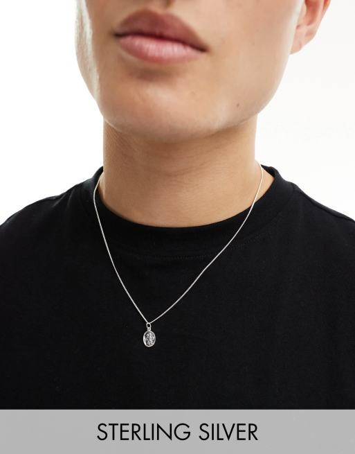 ASOS DESIGN – Naszyjnik ze srebra wysokiej próby z zawieszką ze Św. Krzysztofem