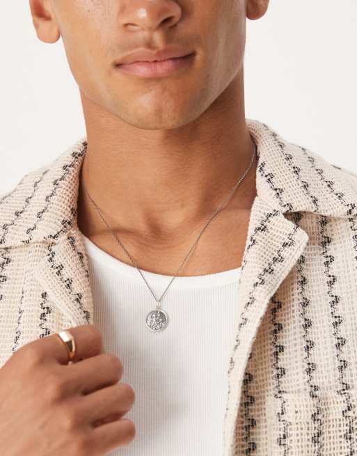 ASOS DESIGN – Naszyjnik ze srebra wysokiej próby z zawieszką ze św. Krzysztofem  