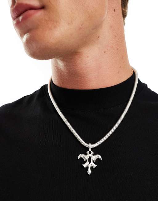 ASOS DESIGN – Naszyjnik żmijka z zawieszką w kolorze srebra
