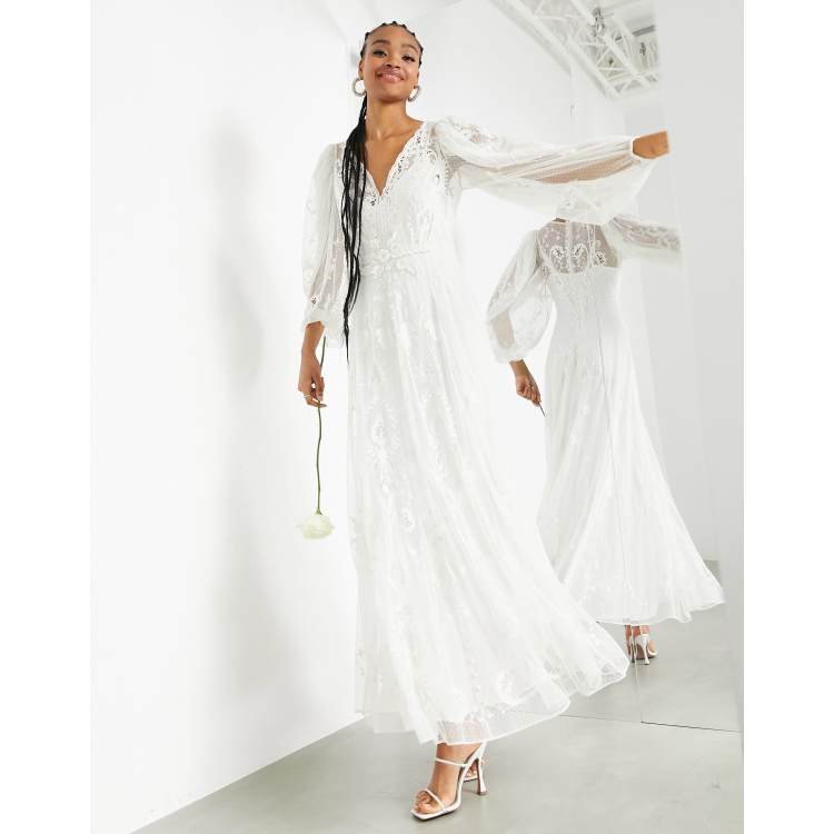 ASOS DESIGN Natalia embroidered dobby maxi wedding dress ASOS