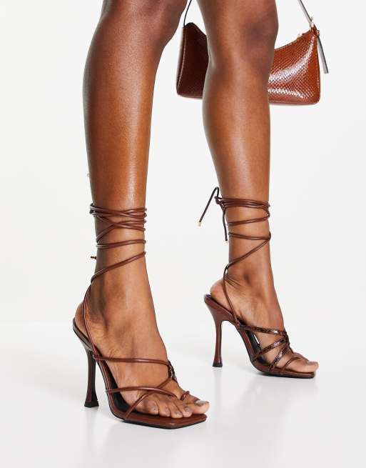 Chocolate strappy heels new arrivals