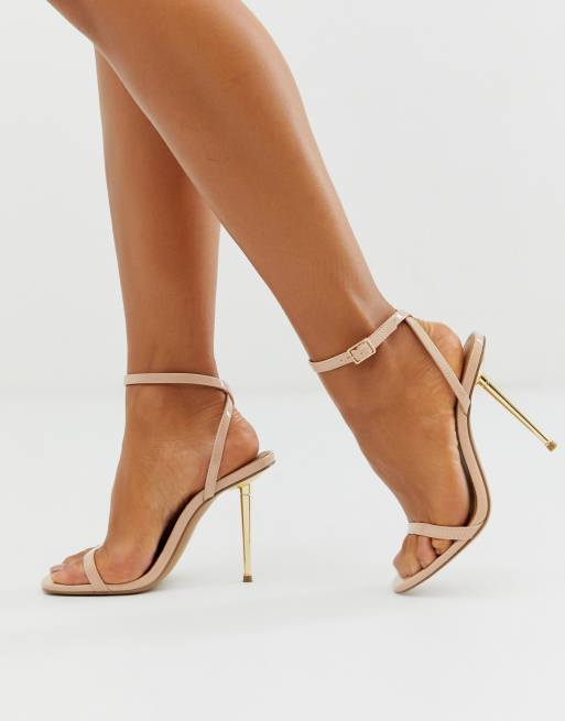 ASOS DESIGN – Nation – Beige barely there-sandaler med metallklack