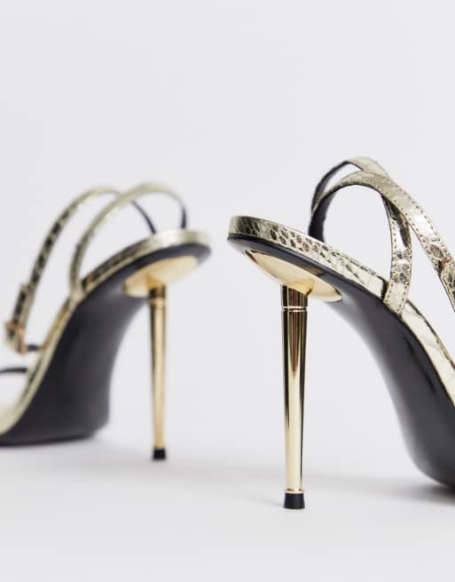 Gold metal outlet heels