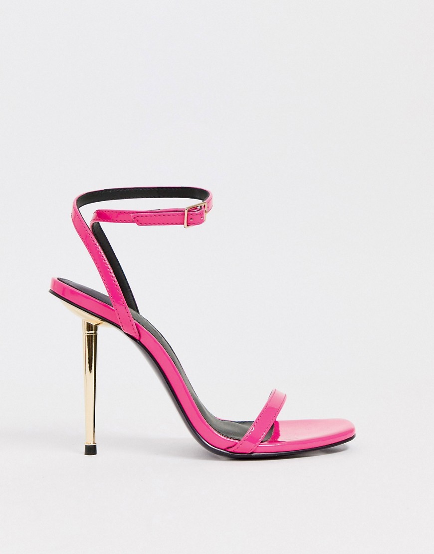 ASOS DESIGN Nation metal heel barely there heeled sandals in pink