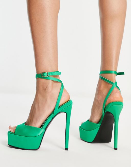 ASOS DESIGN Nation Sandales plateforme et talon aiguille Vert