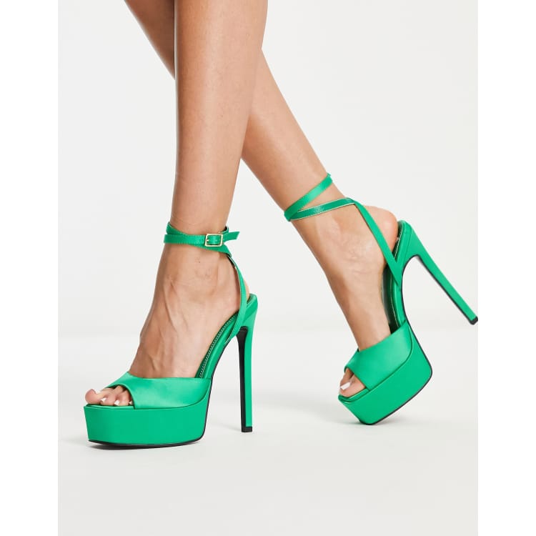 Green satin outlet sandals