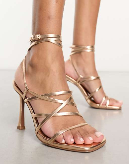 Rose gold cheap strappy shoes