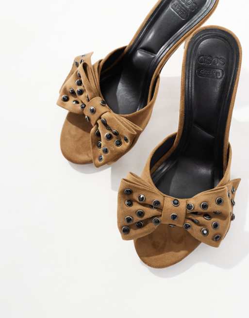 ASOS DESIGN - Natter - Sabot con tacco alto color sabbia con fiocco , 2 di 4