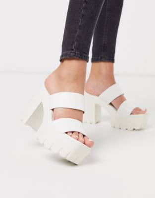 white platform mules