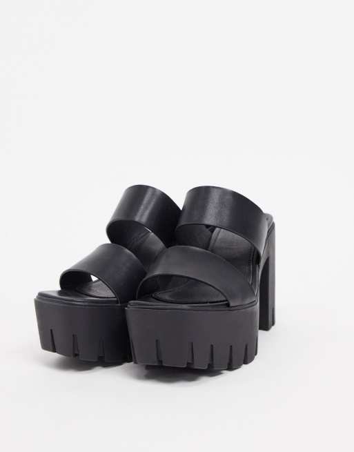 ASOS DESIGN - Natty - Sabot con tacco e plateau chunky neri, 4 di 4