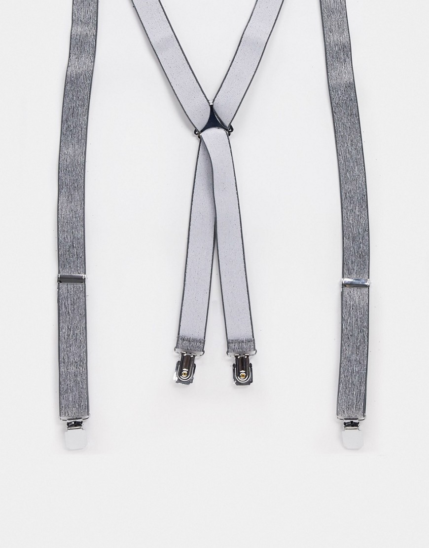 ASOS DESIGN natty suspenders in gray texture-Black