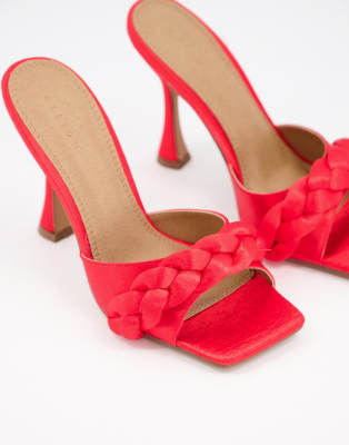 red satin mules